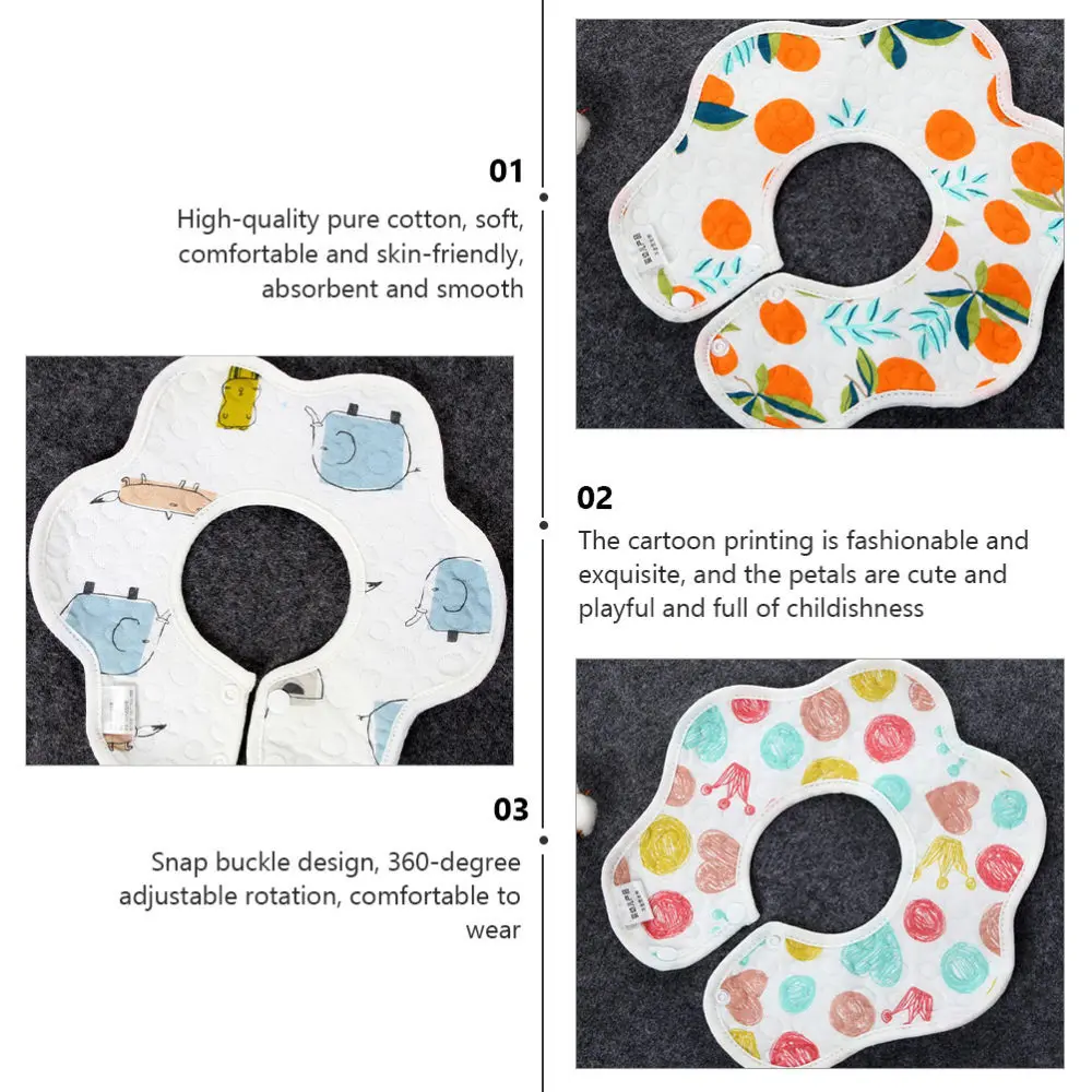 

4PCS Waterproof Pure Cotton Baby Bib Cartoon Printing Newborn Bib (4 Styles)