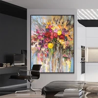 handmade oil painting canvas abstract oil painting modern canvas wall art living room decorative flower rose painting
