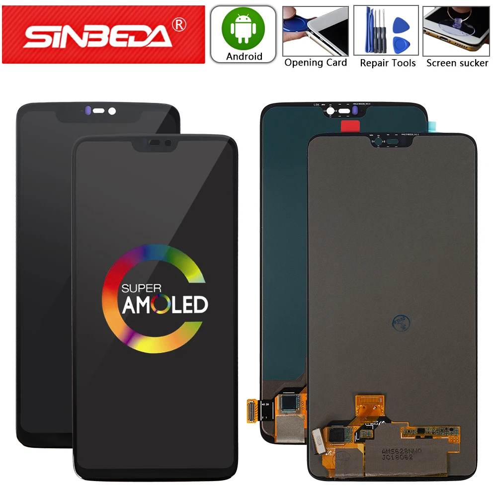 ЖК дисплей AMOLED для Oneplus 6 28 дюйма дигитайзер сенсорного экрана сменный One Plus 1 +