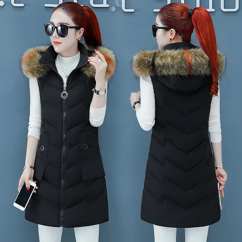 Женская куртка жилет зимнее меховое пальто с капюшоном Теплое повседневное