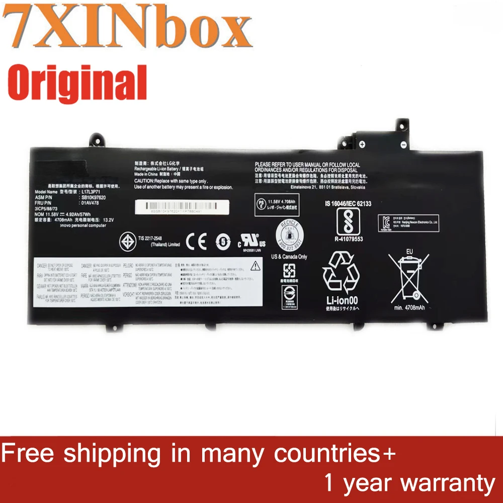 Series da Bateria do Portátil para Lenovo Original 01av480 01av479 01av478 Sb10k97620 T480s Thinkpad 7xinbox L17m3p71 L17l3p71 L17m3p72