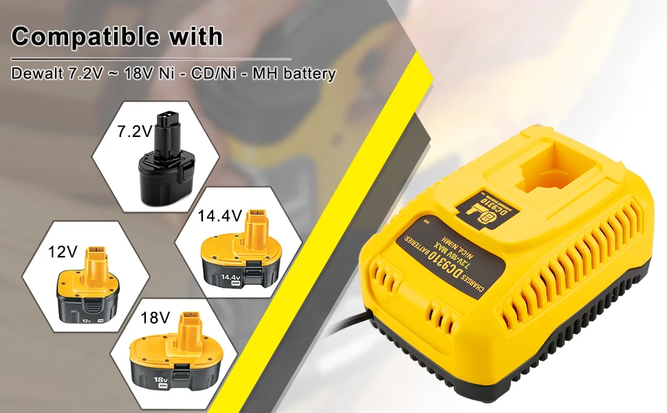 DC9310 Зарядное устройство 7,2 V-18 V батарея DEWALT Зарядное устройство для DEWALT никель-металл-гидридного Батарея DW9099 DE9057 DE9085 DE9037 DE9071 DE9072 DE9074