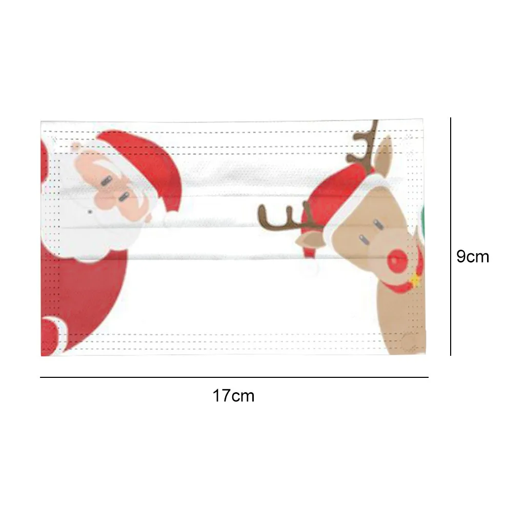 

mascarillas 50PCS Disposable Unisex Christmas Santa Claus Elk Printed Soft Masks For Adults 3 layers Skin-friendly Masks masque