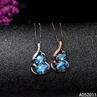 kjjeaxcmy fine jewelry natural blue topaz 925 sterling silver popular girl pendant necklace chain support test hot selling
