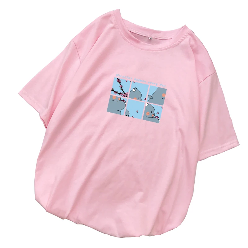 

Summer Kawaii Bear Cartoon Printed T Shirt Women Short Sleeve Loose Casual Korean Style Tee Shirt Femme Friends Harajuku Clothes