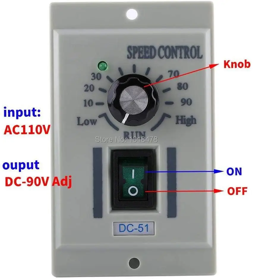 DC-51 испытательное оборудование AC 220V регулятор скорости, DC 24V 90V 180V 220V Регулируемый контроллер скорости двигателя постоянного тока Вход AC 220V