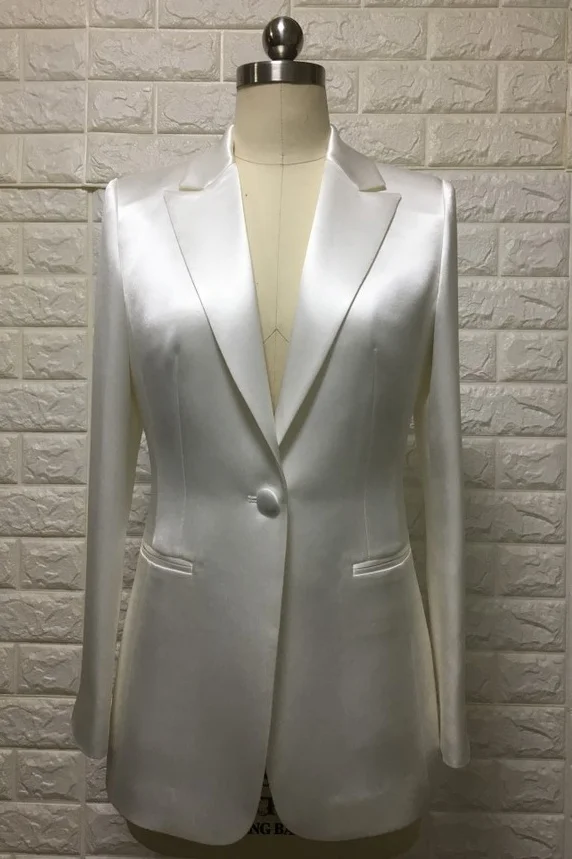 Женские 100% натурального шелка сатиновый блейзер с длинным рукавом Роскошный