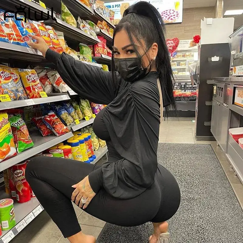 FQLWL осенние зимние комбинезоны женский комбинезон сексуальные с длинным рукавом