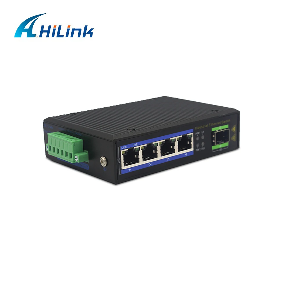 Неуправляемый 1x1000 Мбит/с SFP волоконный разъем 4x1 0/100/1000 Ethernet RJ45 промышленный