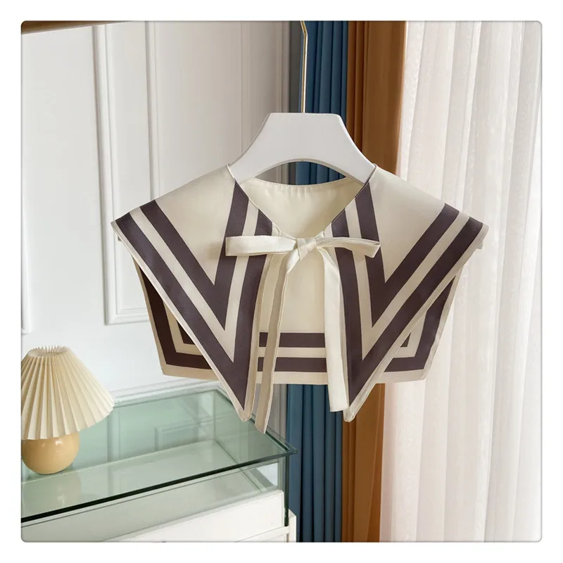 Printed Shawl Fake Collar Women Detachable Collars Big Lapel False Collar Shirt Thin Shawl Kragen Sahte Yaka Kraagje Nep Dames
