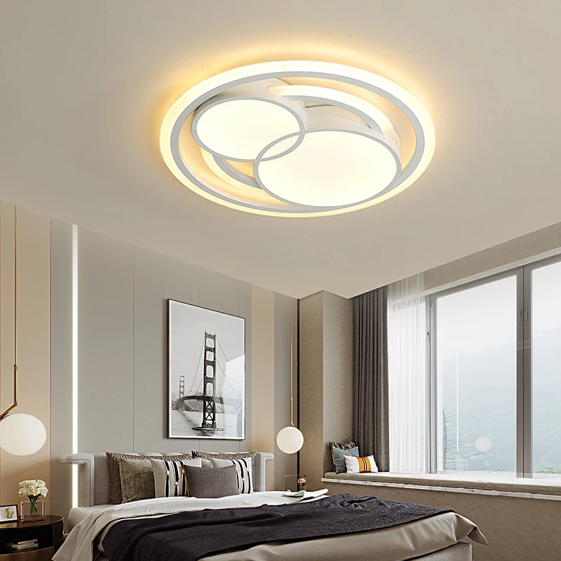 Круглая современная светодиодная Люстра для гостиной, спальни, studyroom light, домашний деко, белый Утюг+ акриловые светодиодные люстры, потолочные светильники