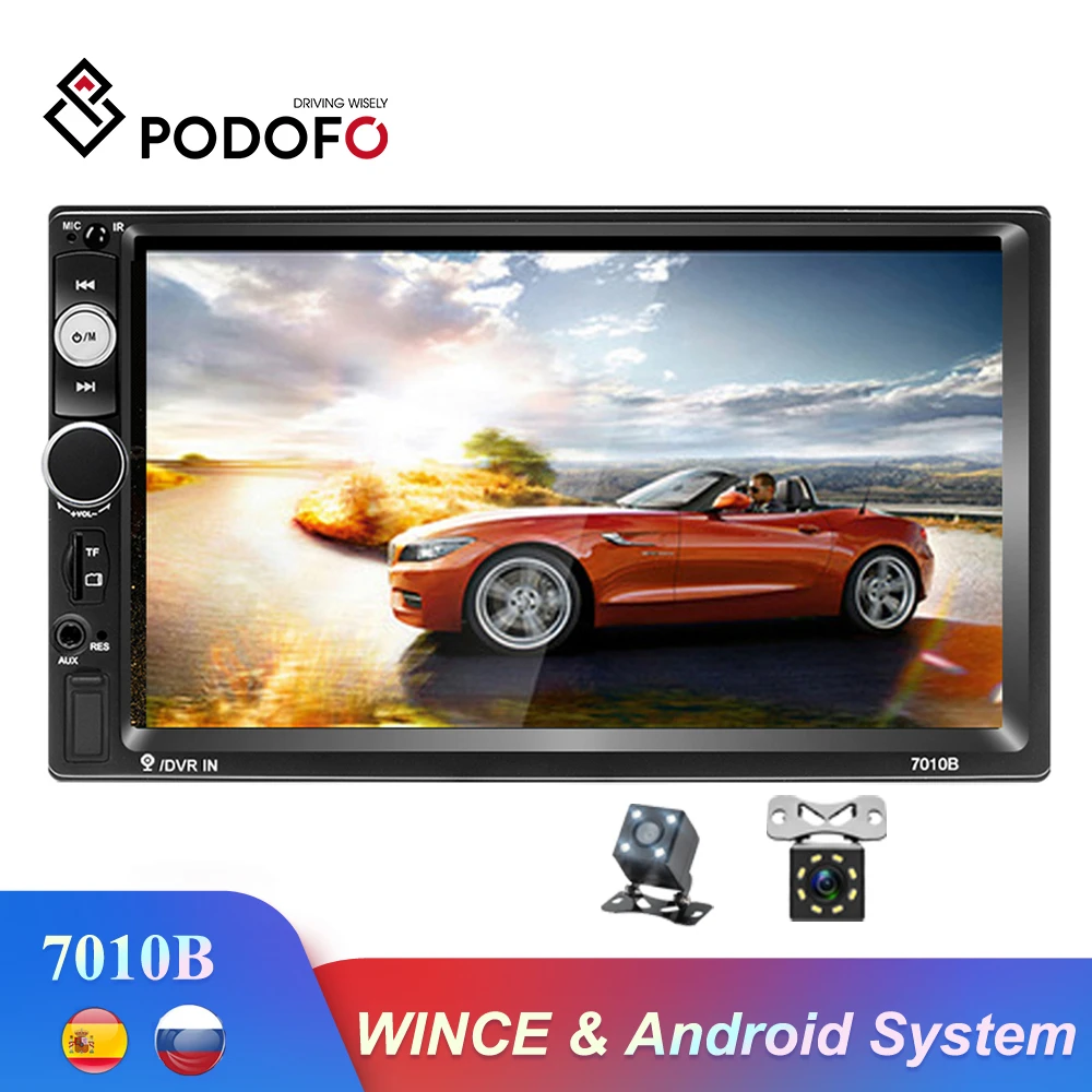 Podofo Авторадио 2 din автомагнитола 7010b Wince Android мультимедийный плеер gps авто стерео Bluetooth wifi USB Suppport камера заднего вида