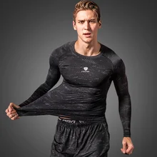 T-shirt de sport de compression à manches longues pour homme,maillot ajusté de fitness, de course, de gym, ou de football à protection anti-irritations,