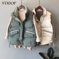 vodof women winter warm cotton padded puffer vests sleeveless parkas jacket