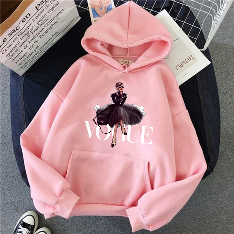 

Hoodie Fashion VOGUE Streetwear Princess Hoodies Women Harajuku Sweatshirt Female Pullovers Anime Long Sleeve Goth Pink Tops
