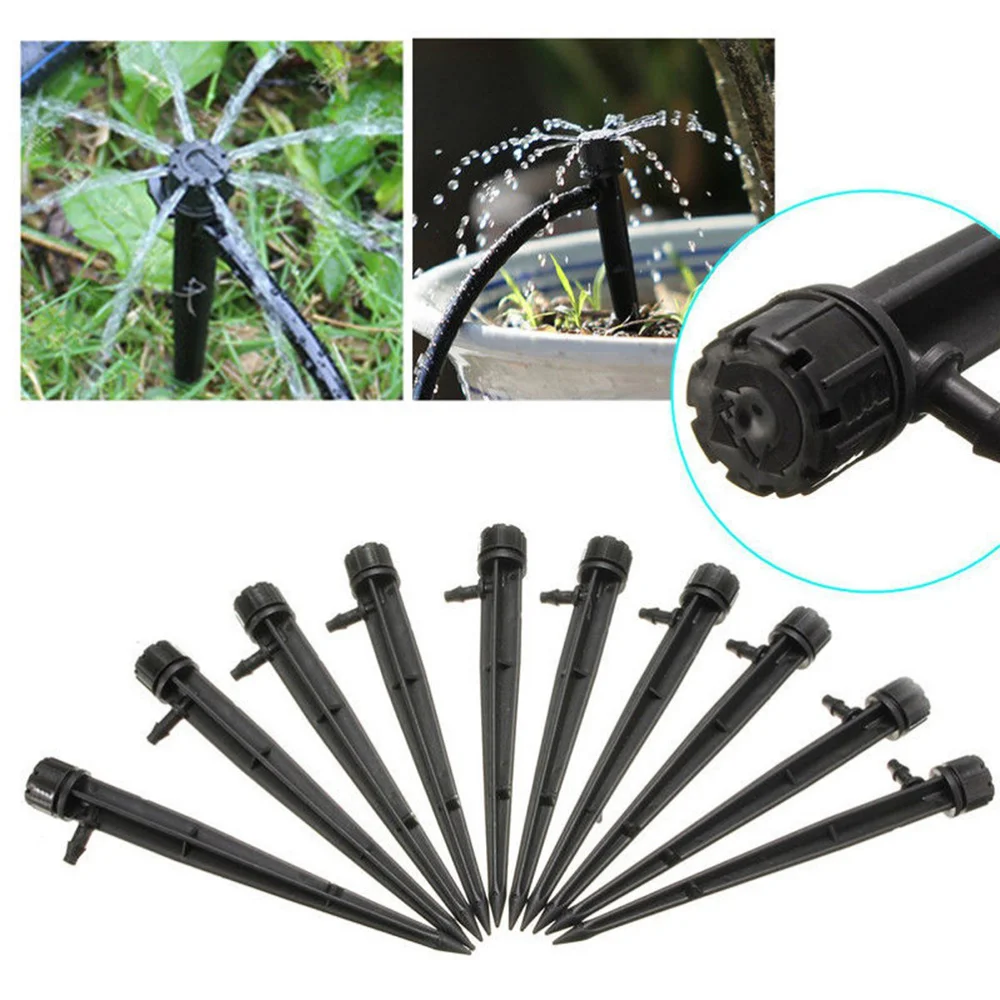 

Pack Of 20 Adjustable Garden Watering Drip Irrigation Sprinkler Kits System Heads Half Circle 360 Degree (Black)