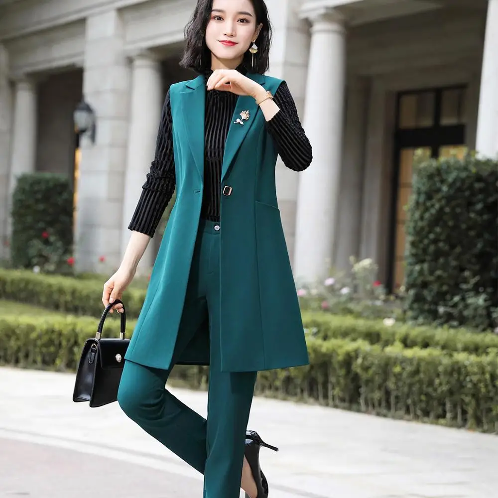 Высокое качество Элегантный женский брючный костюм комплект из 2 предметов