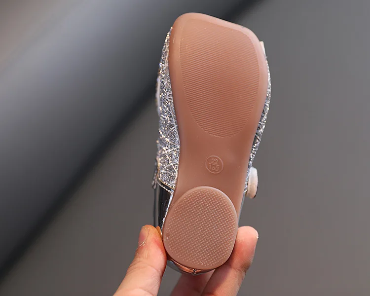 

Spring Girls Casual Single Shoe Korean Bow Princess Leather Shoes Bling Shallow 1-3 Years Old Children's Flats