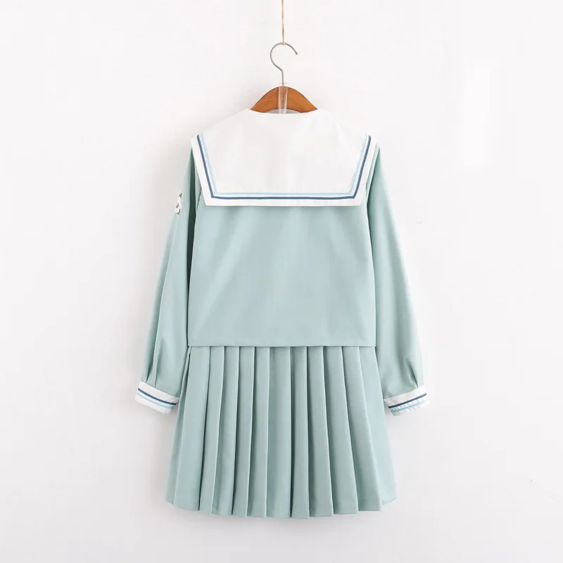 Мятно-зеленая японская школьная форма топы с длинными рукавами + юбка костюм