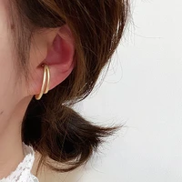 non piercing clip earrings for women simple elegant hook shape matte gold ear clips japanese korean ladies charms jewellery