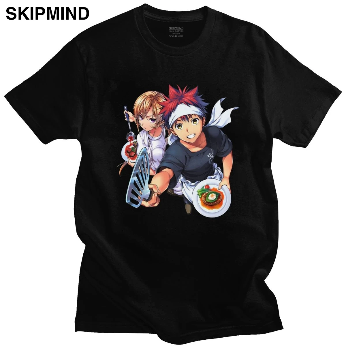Уникальная мужская футболка Shokugeki No Soma с коротким рукавом и круглым вырезом