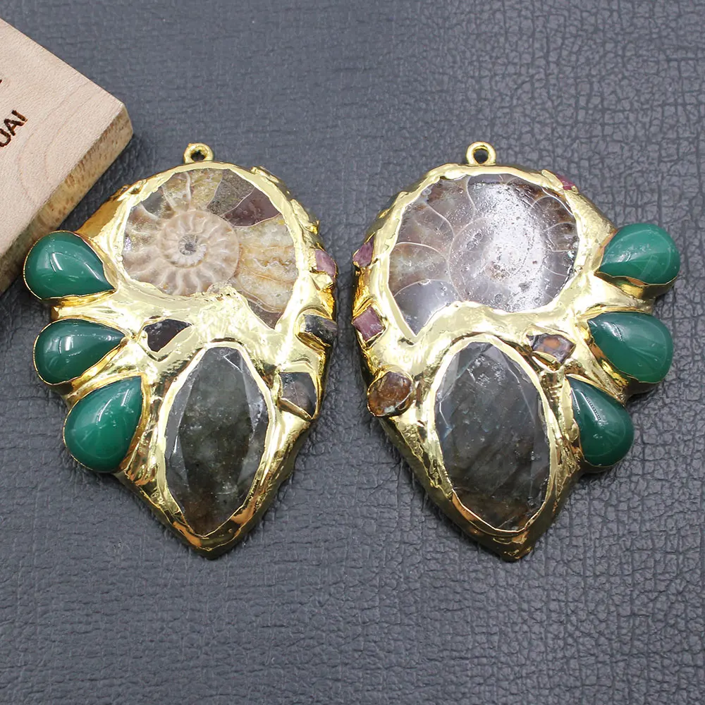 APDGG 1 шт. натуральный ракушка Лабрадорит зеленый агат турмалин ожерелье с