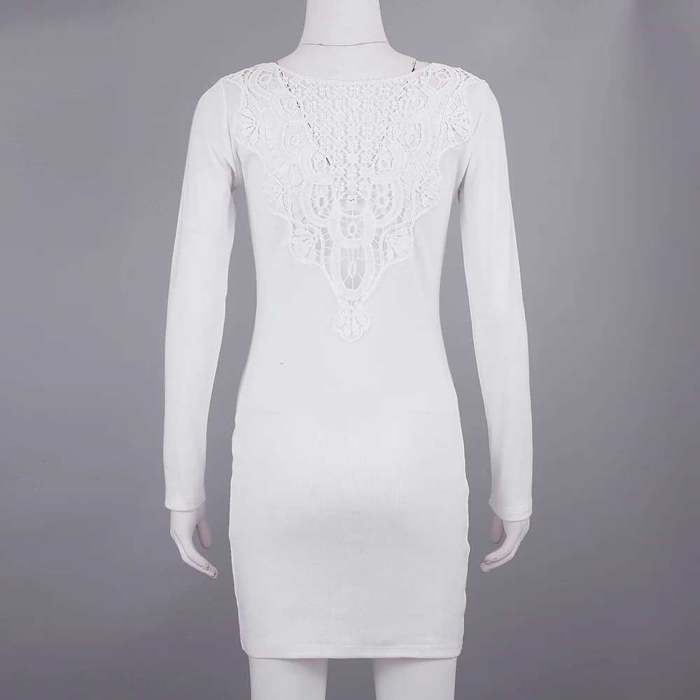 Женское платье с длинным рукавом и открытой спиной цветочное Кружевное