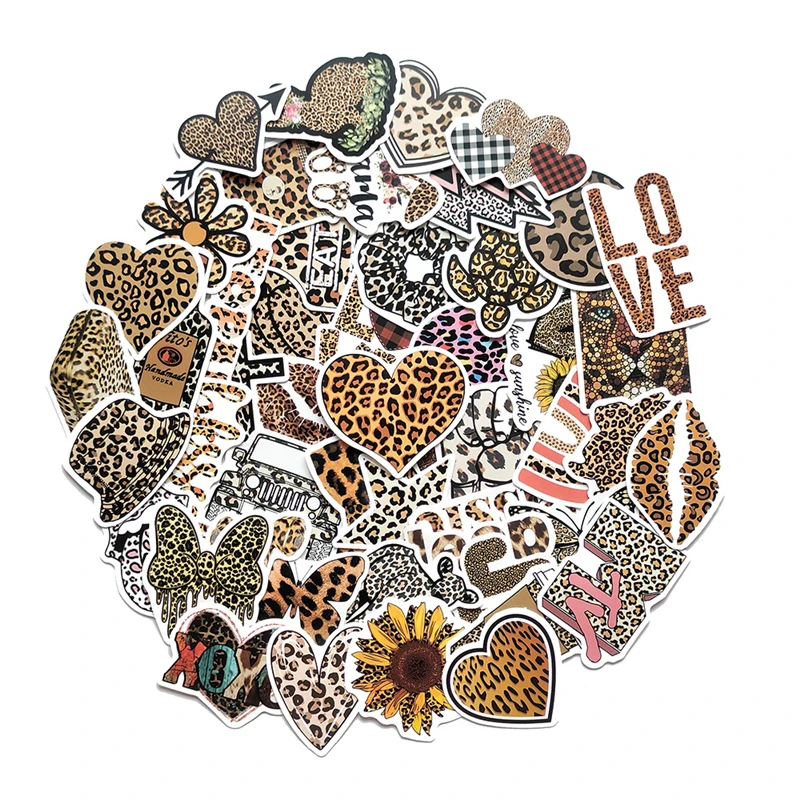 Pegatina de Animal con estampado de leopardo para tel&eacute;fono m&oacute;vil, adhesivo Irregular para ordenador, equipaje, casco de motocicleta, pasta de taza de agua, Sexy, a la moda, 10/30/50 Uds.-1
