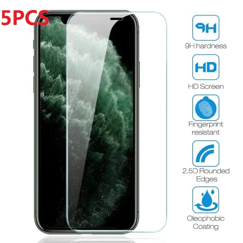 

Защитное стекло, закаленное стекло для iPhone X Xs 11 Pro Max Xr 12 13 mini 7 8 6 6s Plus 5 5s SE 2020, 5 шт.