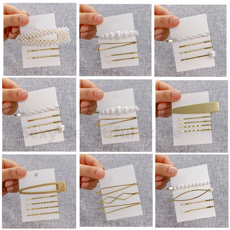 Корейская заколка для волос с металлическим жемчугом 5/4/3/2/1 шт./компл. элегантные