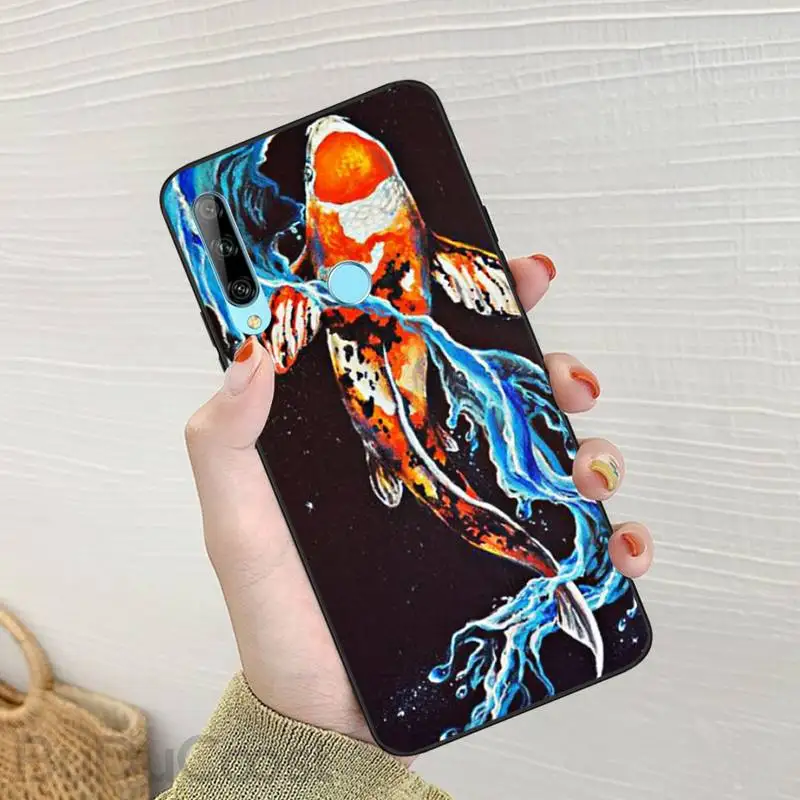 

Cute carp fish Black Soft Shell Phone Case Capa For Huawei Enjoy 7S 8 9E 7 8 9 10plus NOVA 6-5G 7 Pro se