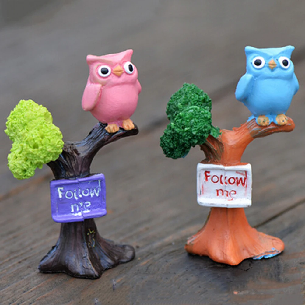1Pc DIY Resin Owl &amp Tree Branch Mini Crafts Miniatures Fairy Garden Ornaments Bonsai Micro Landscape Decoration | Дом и сад