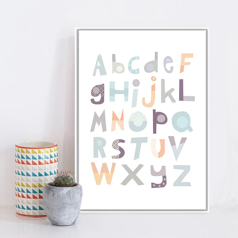A To Z Алфавит Детский Настенный художественный холст живопись Обучающие Abc