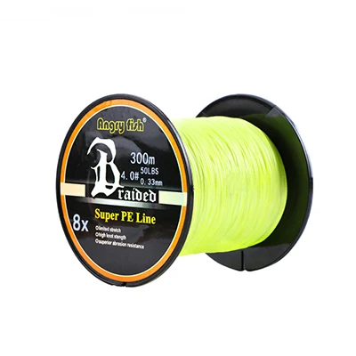 Yellow Angryfish 300 метров 8 нитей плетеная леска 12 цветов супер PE леска - Цвет: Yellow