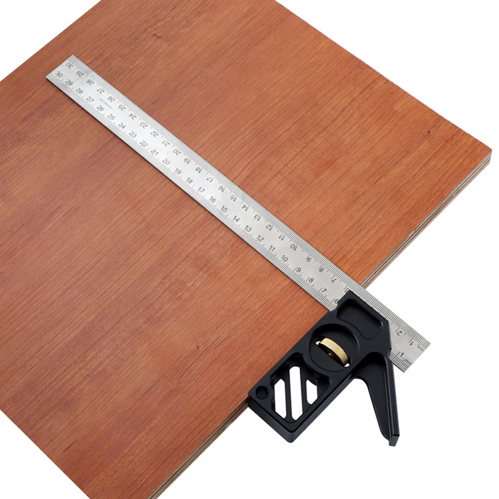 

300mm Woodworking Adjustable Combination L-shaped Angle Ruler 45/90 Degree Square Steel Right Activity Scribe Measurement Tools