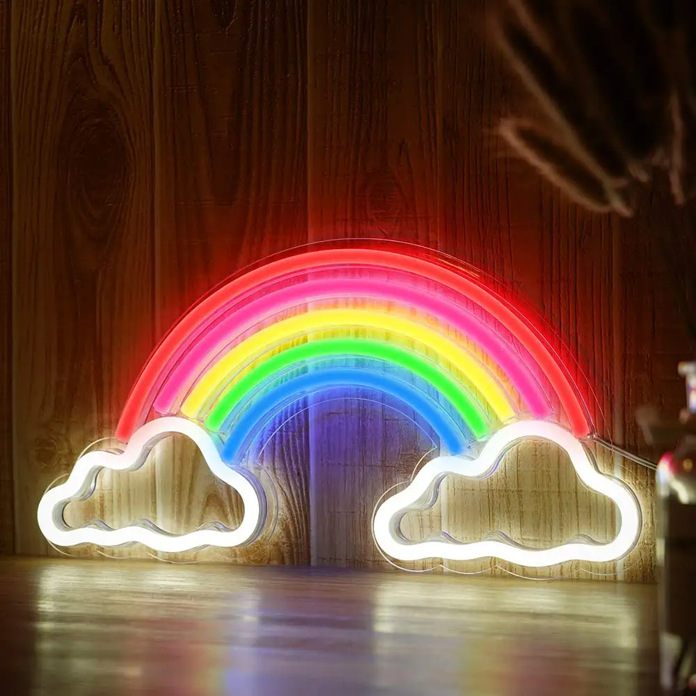 Rainbow Новинка неоновые вывески светодиодные неоновые огни художественная настенная декоративная неоновая желтая USB лампа для детей спальня подарок на день рождения Бар Декор - Испускаемый цвет: Rainbow