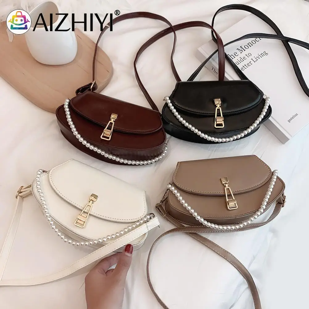

Lady Girl Fashion Solid Color Crossbody Handbag Women PU Casual Pearl Tote Female Shoulder Purse Travel Messenger Top-handle Bag