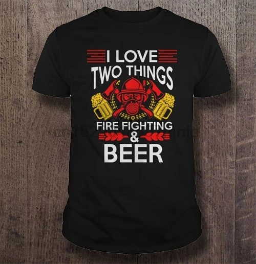 Мужская футболка I love two things fire fighting and beer женская футболка|Мужские футболки| |