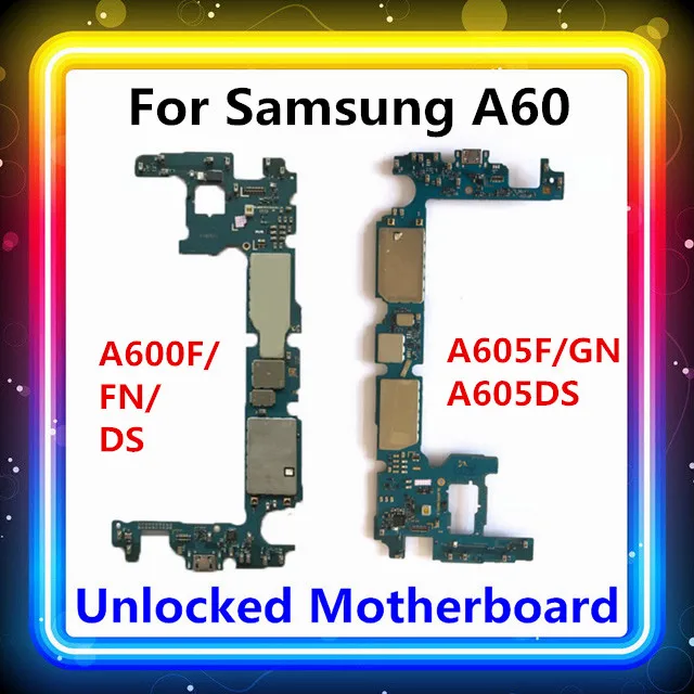 Материнская плата для Samsung Galaxy A60 A600F/FN/DS A605F/GN A605DS оригинальная материнская с
