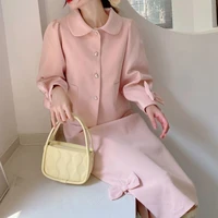 women two piece pink suit skirt japanese soft girl cute doll collar love button coat tops female retro sweet autumn y2k skirts