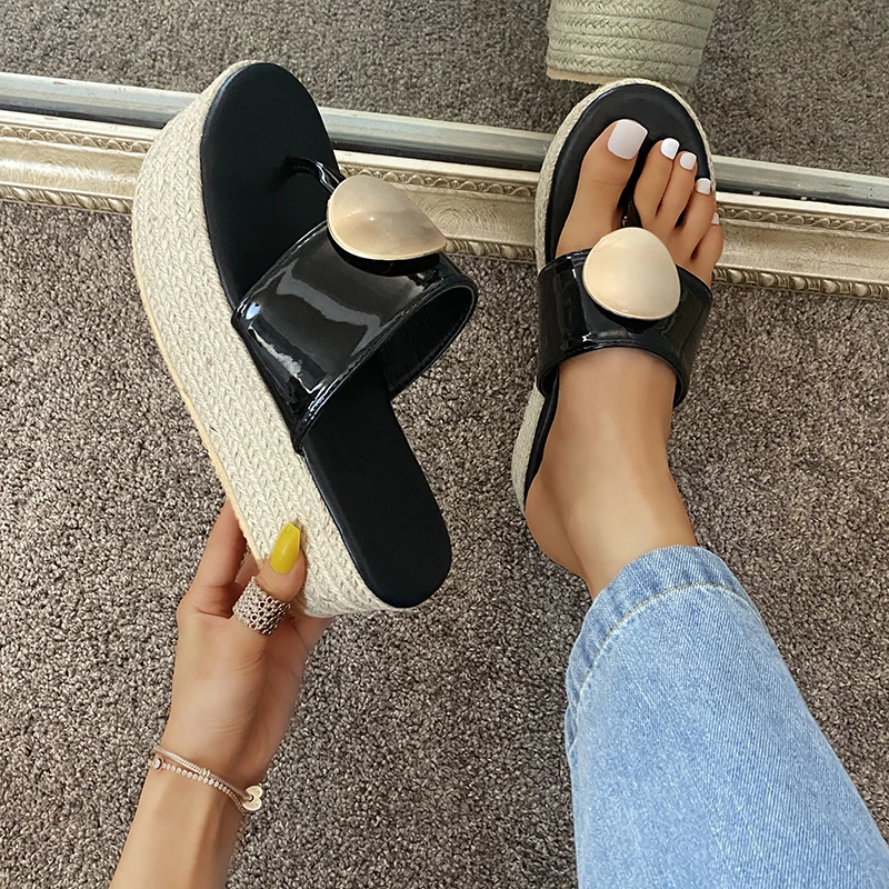 

Women's Flip Flops Wedges High Heel Gladiator Platform Woman Slippers Slip on Slides Vocation Slippers Muller Shoes for Women