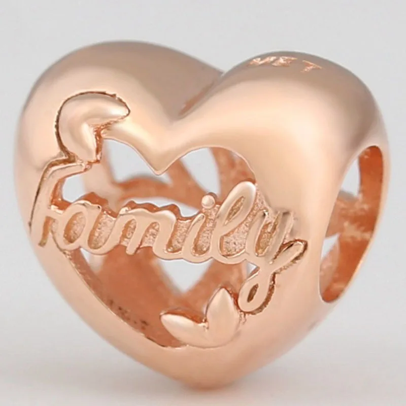 

Original 925 Sterling Silver Rose Gold Hollow Family Tree Heart-shaped Beads Fit Pandora Women Bracelet & Necklace Diy Jewelry