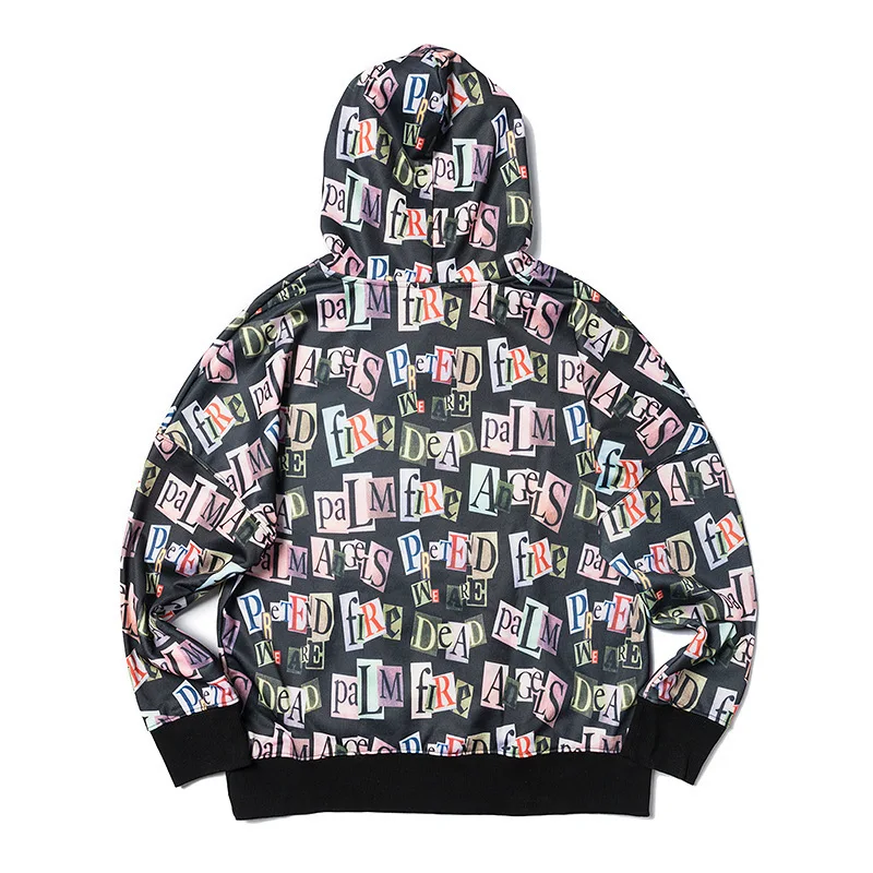 

European and American trend printed hoodie with letter pattern for men's casual Pullover