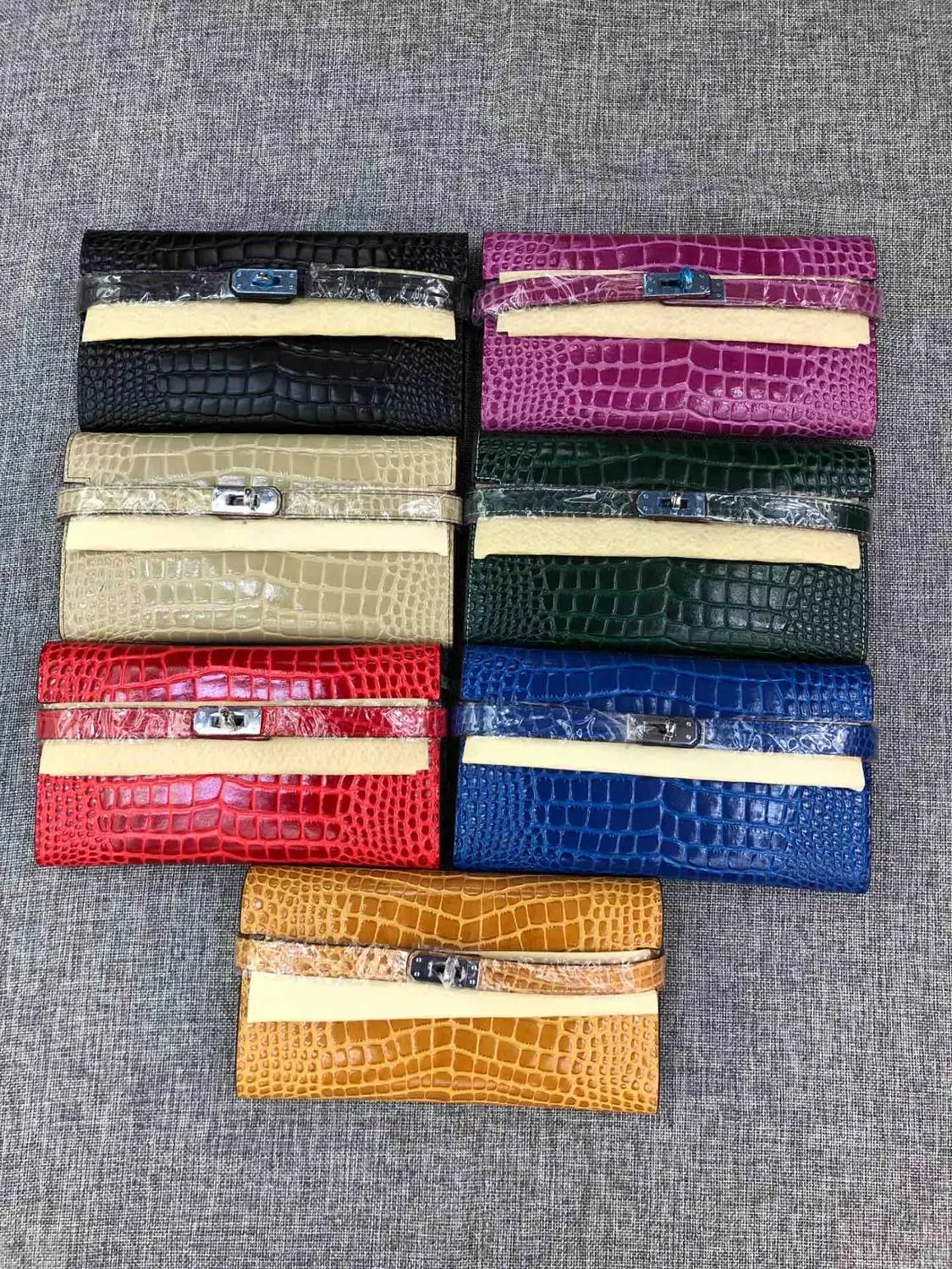 

free shipping 2020 the new style alligator genuine cow leater fashion women long money clips sliver hardware 7 color 21cm