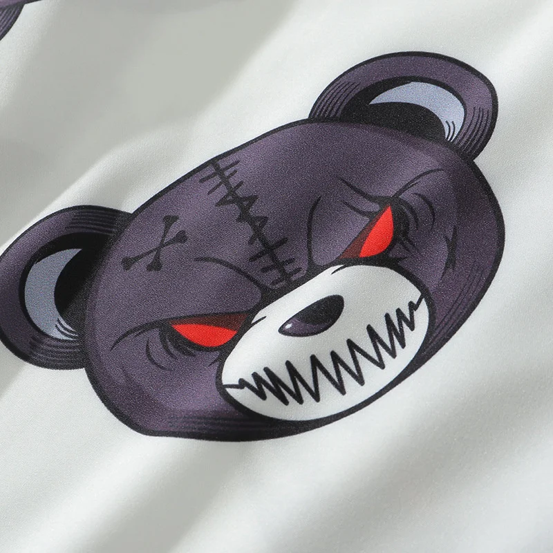 

Brand Men's Shirt Devil Bear Printed Long Sleeve Korean Streetwear Fashion Tops Harajuku Shirts For Men Clothing
