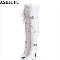 ashiofu handmade new ladies thigh high boots cross shoelace wedding party over knee boots sexy evening fashion winter long boots