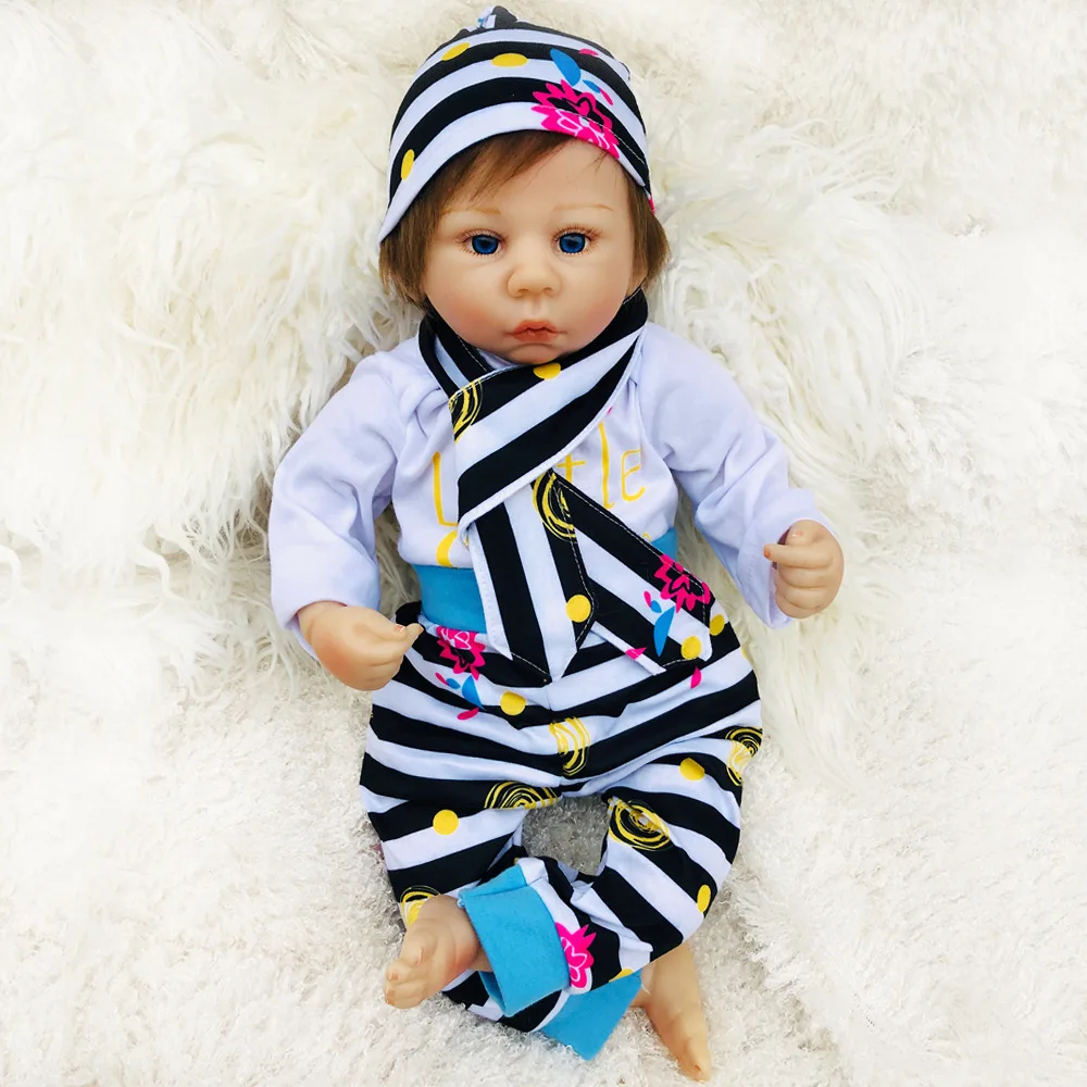 

18 inch Reborn Baby boys Doll Toddler Lifelike Real Touch Dolls Toys Soft Silicone Vinyl For Children Birthday Gift