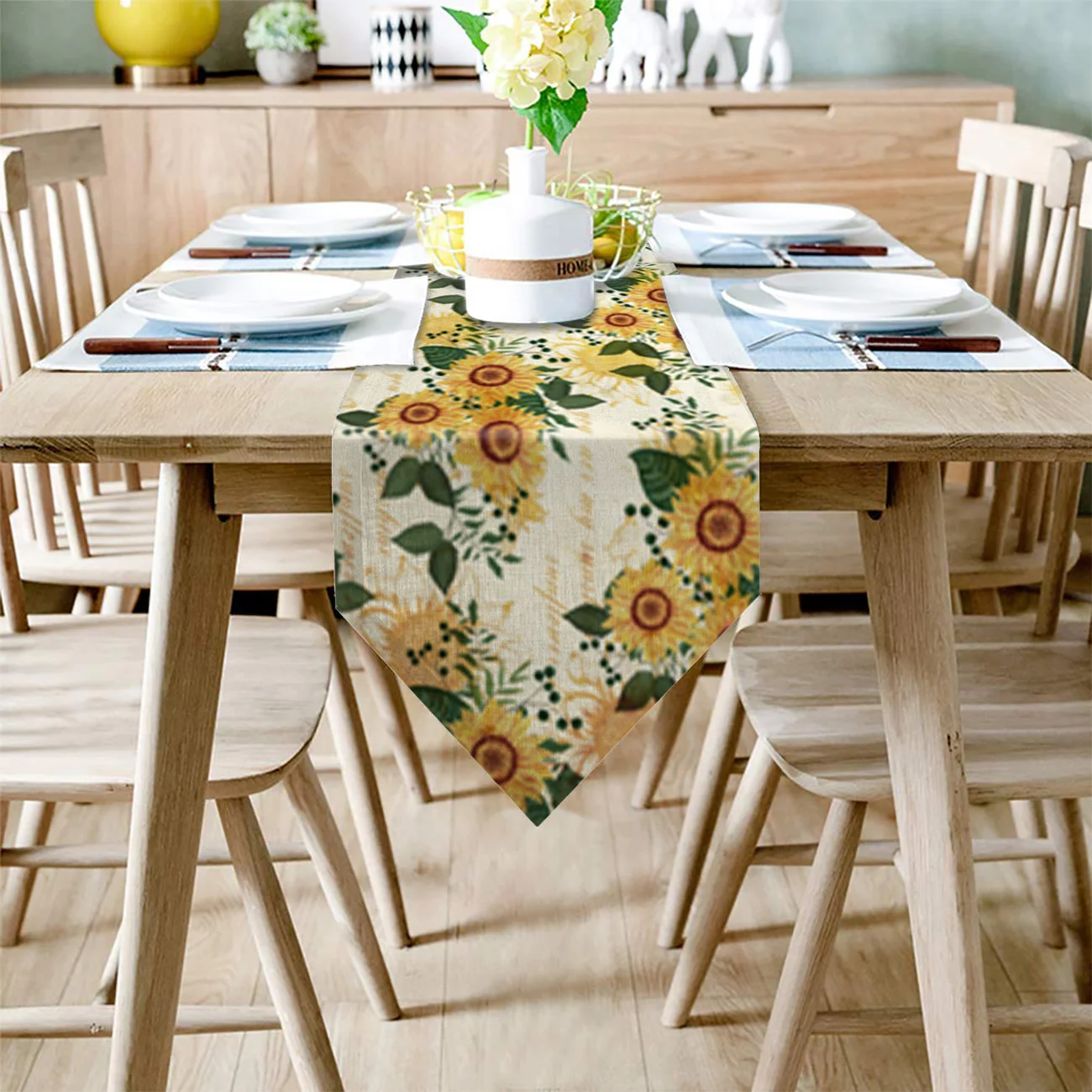 Скатерть с цветущими подсолнухами пчелами бабочками Современная скатерть из