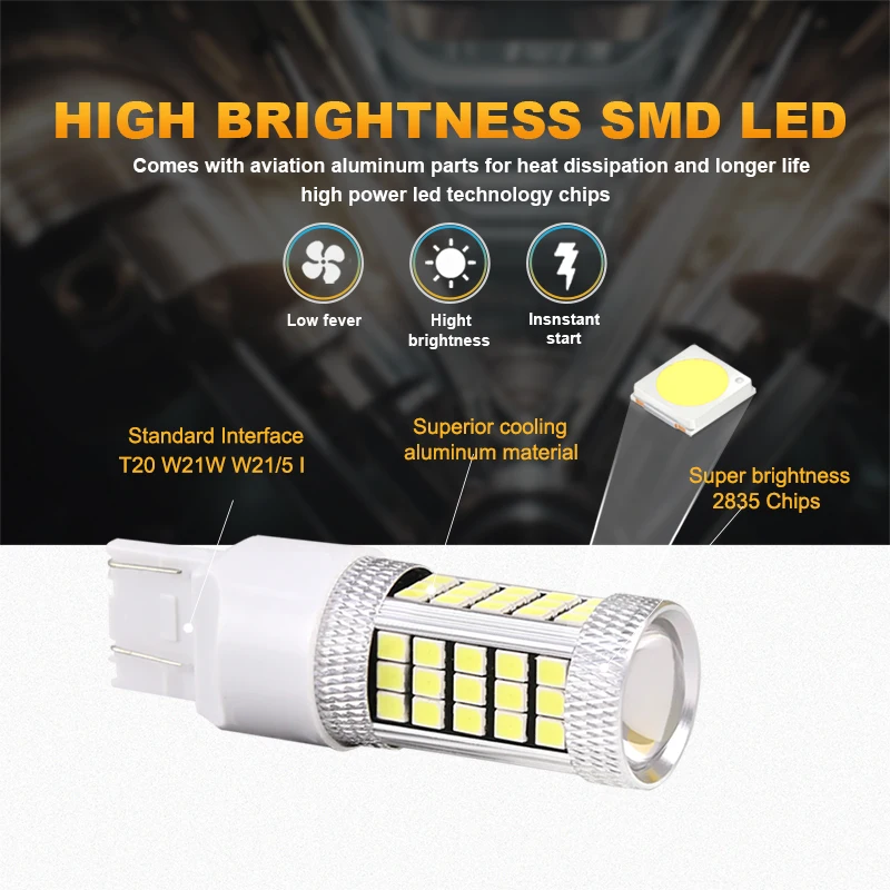 Nlpearl 1Pcs сигнальной лампы 7440 Led W21/5W 12V 2835 SMD T20 7443 W21/5 Вт реверсивная светильник sTurn