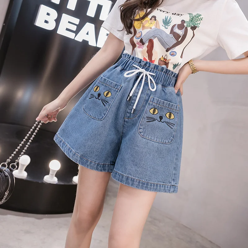 Женские джинсовые шорты с высокой талией летние большого размера плюс 4XL 5XL